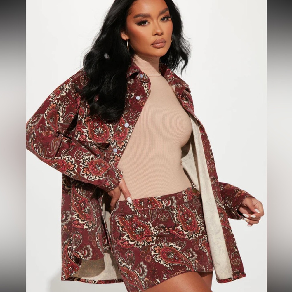 Paisley Print Burgundy Jacket